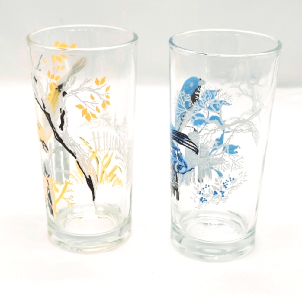 Vintage Glassware Bird Collectors Drinking Glasses 2 Piece Set - Picture 4 of 7